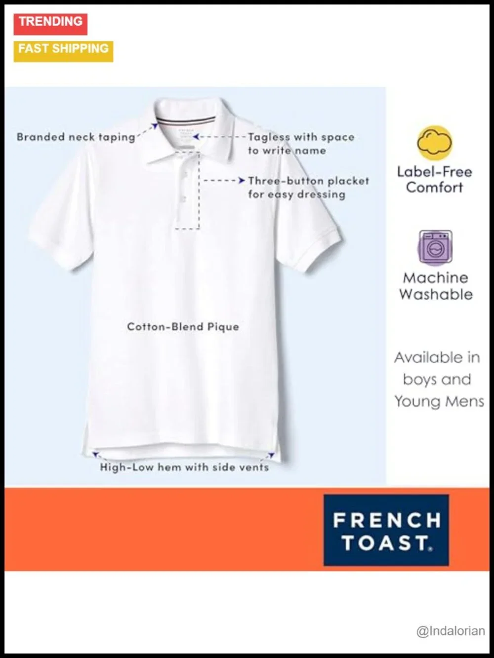 Kids Short Sleeve Pique Polo Uniform Shirt Cotton Blend 3 Button